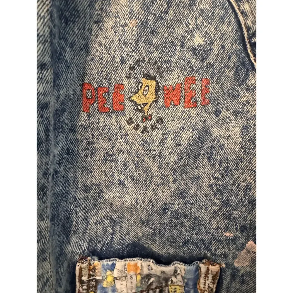 Vintage 1989 Youth Pee Wee Herman Official Brand Denim Jacket w/Back Design